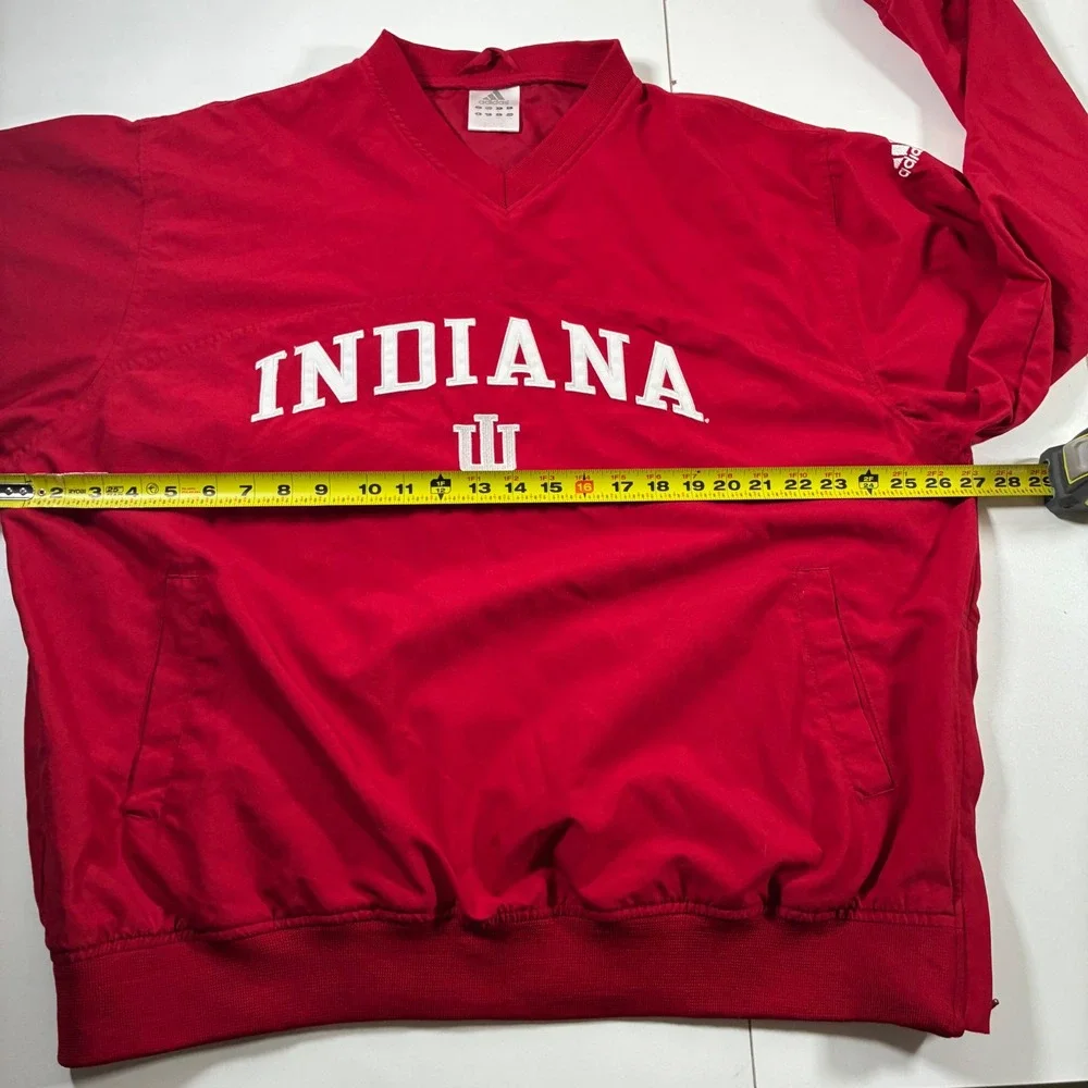 Vintage Indiana Hoosiers Adidas Pullover Large Red V-Neck Windbreaker 90s Y2K